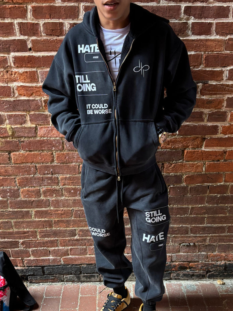 "HATE FREE" Zip- Boxy Hoodie