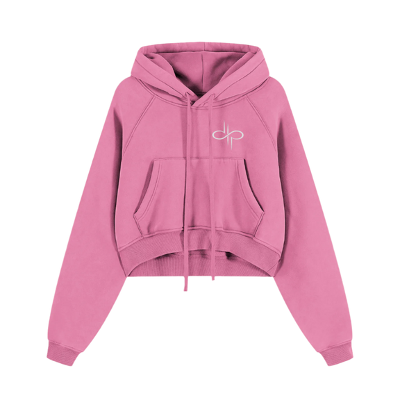 Snow Washed Cropped Hoodie "skull flowers" by ODMPOD
