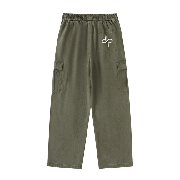 Drawstring Waist Straight-Leg Cargo Pants by ODMPOD