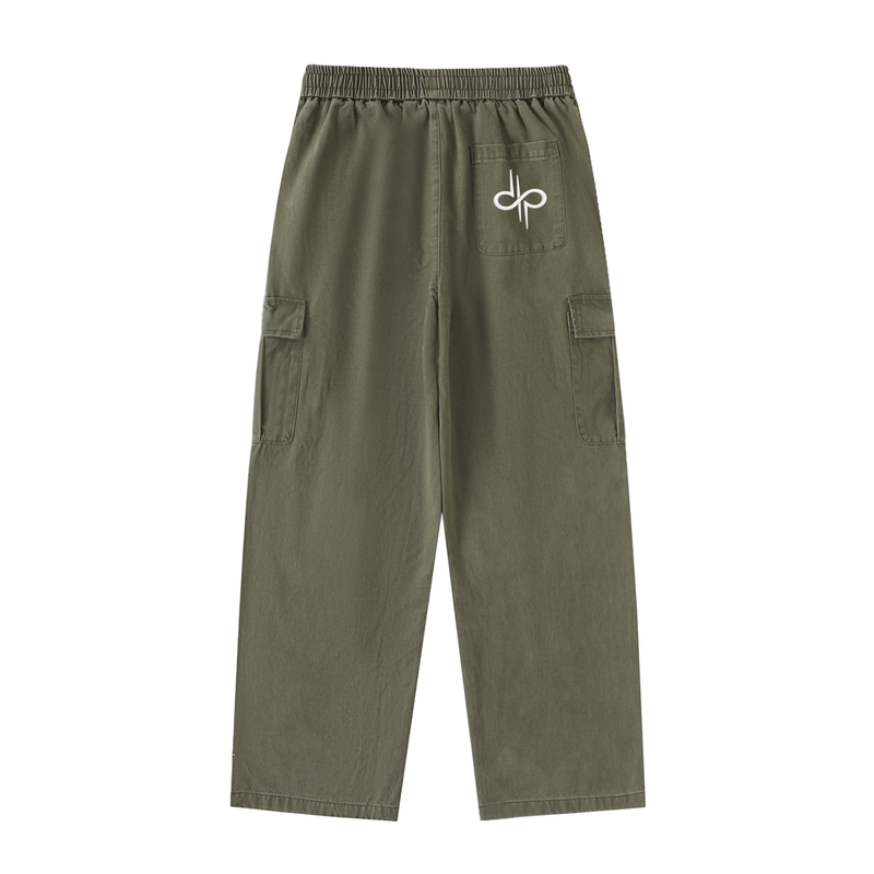 Drawstring Waist Straight-Leg Cargo Pants by ODMPOD
