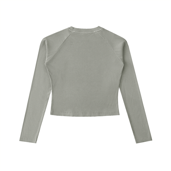 Dyed Washed Raglan Long Sleeve Slim T-Shirt by ODMPOD