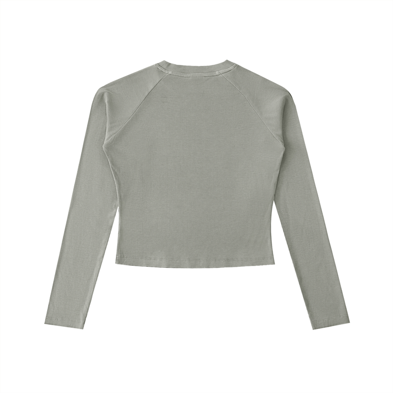 Dyed Washed Raglan Long Sleeve Slim T-Shirt by ODMPOD