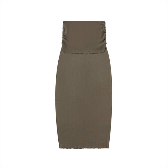 Dyed Washed Straight Hip-Hugging Slim Maxi Skirt by ODMPOD