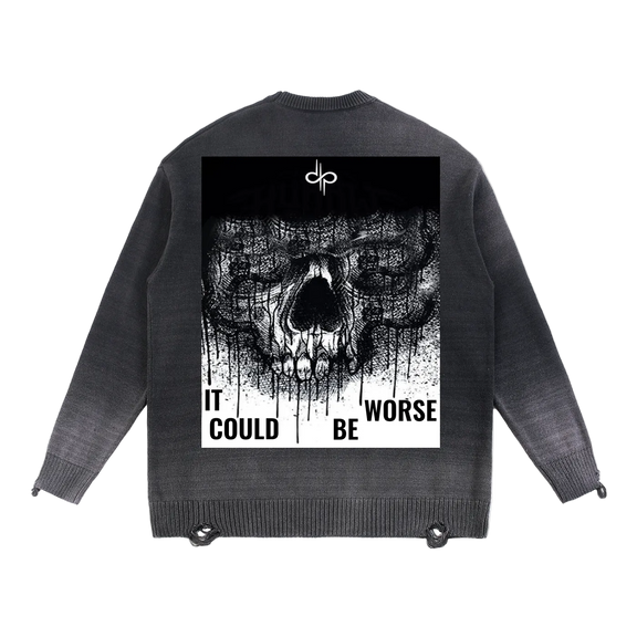 Sun Fade Distressed Ripped Crewneck sweater by ODMPOD