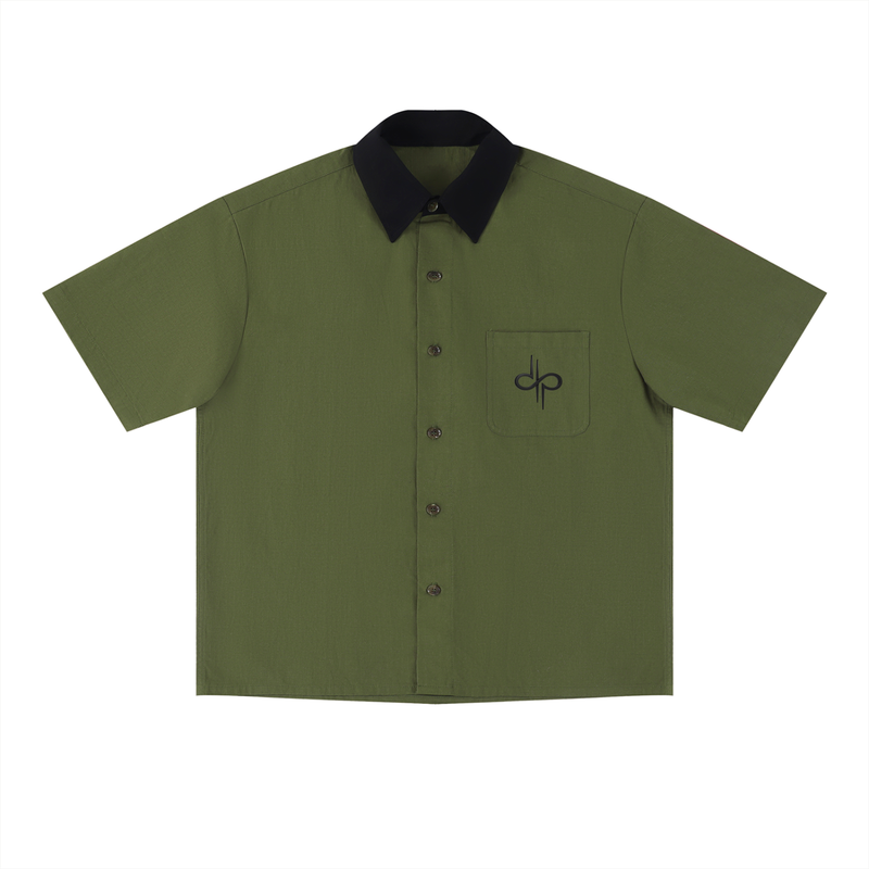 Color Block Short Sleeve Shirt by ODMPOD