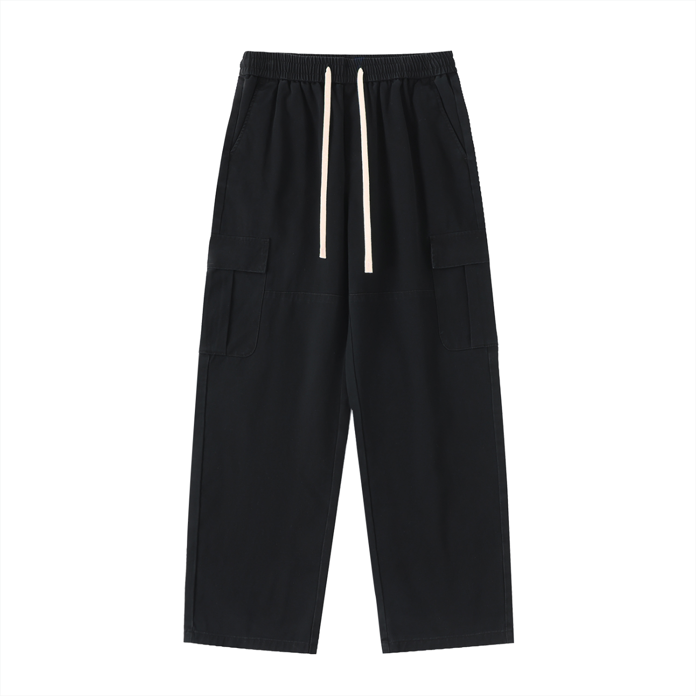 Drawstring Waist Straight-Leg Cargo Pants by ODMPOD