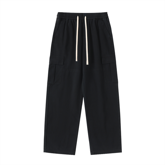 Drawstring Waist Straight-Leg Cargo Pants by ODMPOD