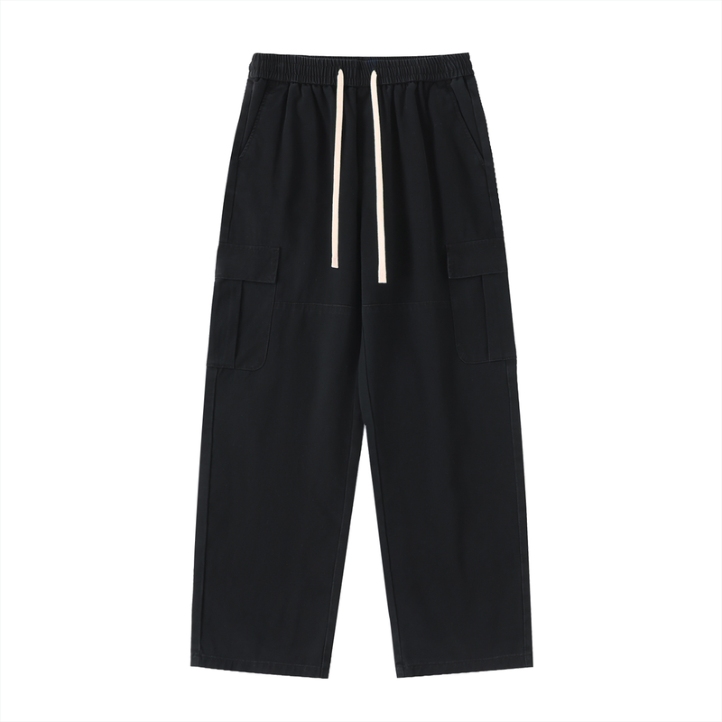 Drawstring Waist Straight-Leg Cargo Pants by ODMPOD
