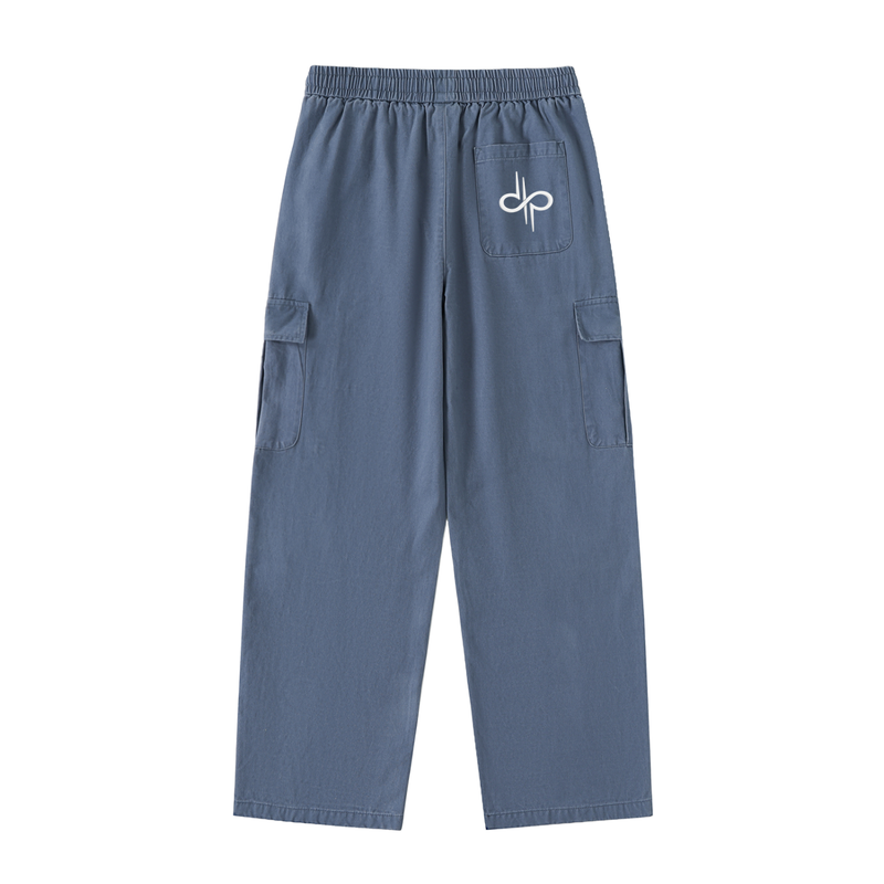 Drawstring Waist Straight-Leg Cargo Pants by ODMPOD