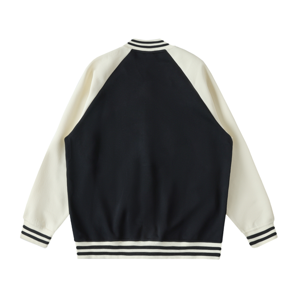 Two Tone Raglan Sleeve Varsity Jacket by ODMPOD