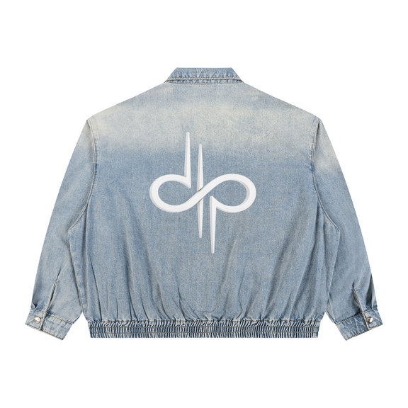 Unisex Vintage Wash Full-Zip Denim Jacket by ODMPOD