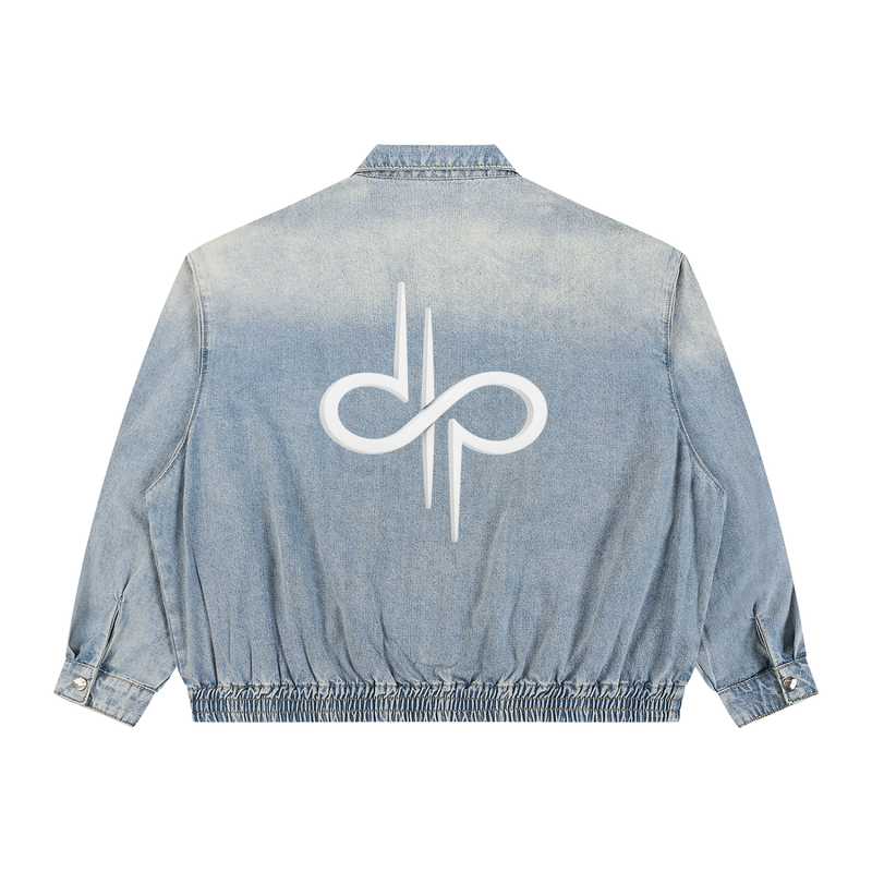 Unisex Vintage Wash Full-Zip Denim Jacket by ODMPOD