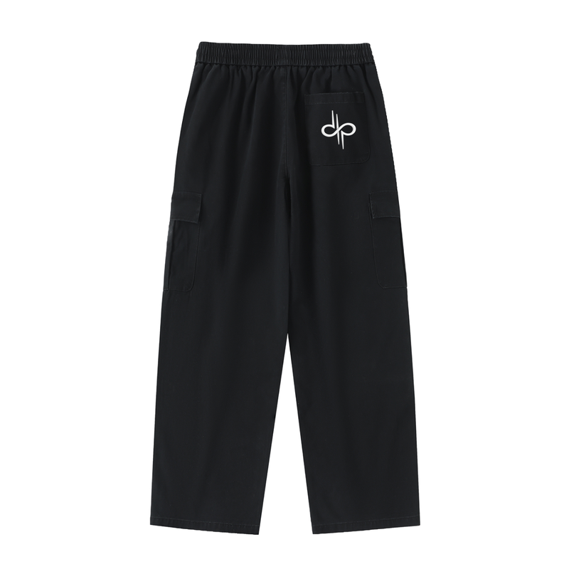Drawstring Waist Straight-Leg Cargo Pants by ODMPOD