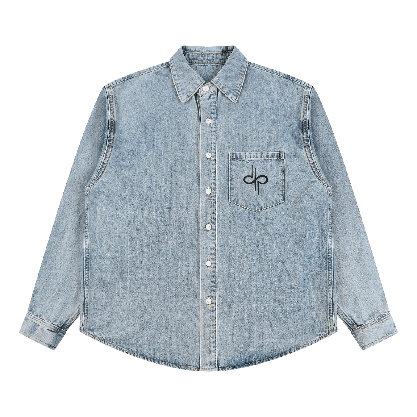 Unisex Vintage Wash Denim Shirt by ODMPOD