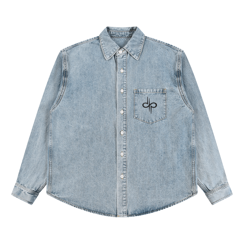 Unisex Vintage Wash Denim Shirt by ODMPOD