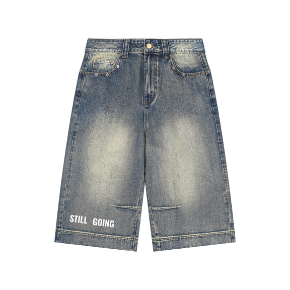 Vintage Wash Baggy Denim Shorts by ODMPOD