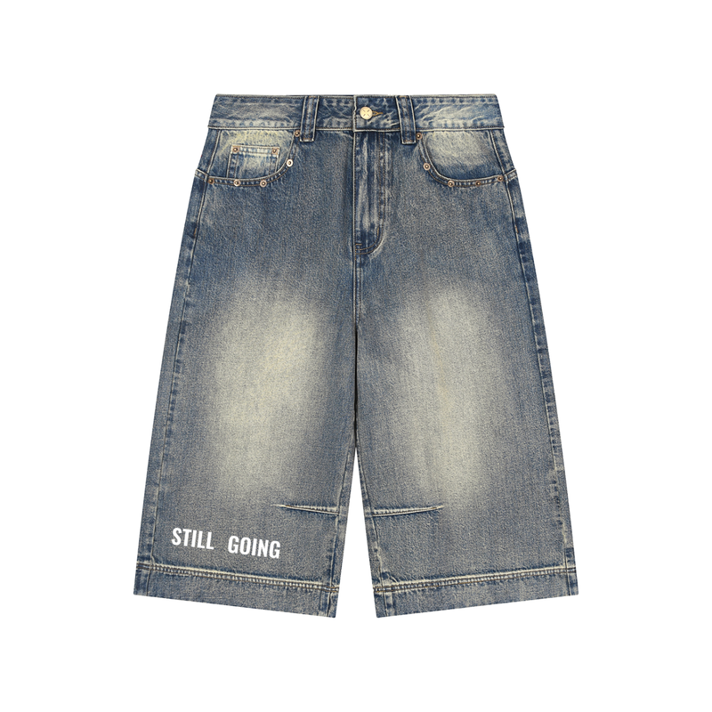 Vintage Wash Baggy Denim Shorts by ODMPOD