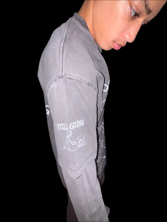 "WORDS HAVE POWER" Unisex Faux-layered Faded Long Sleeve by PODpartner