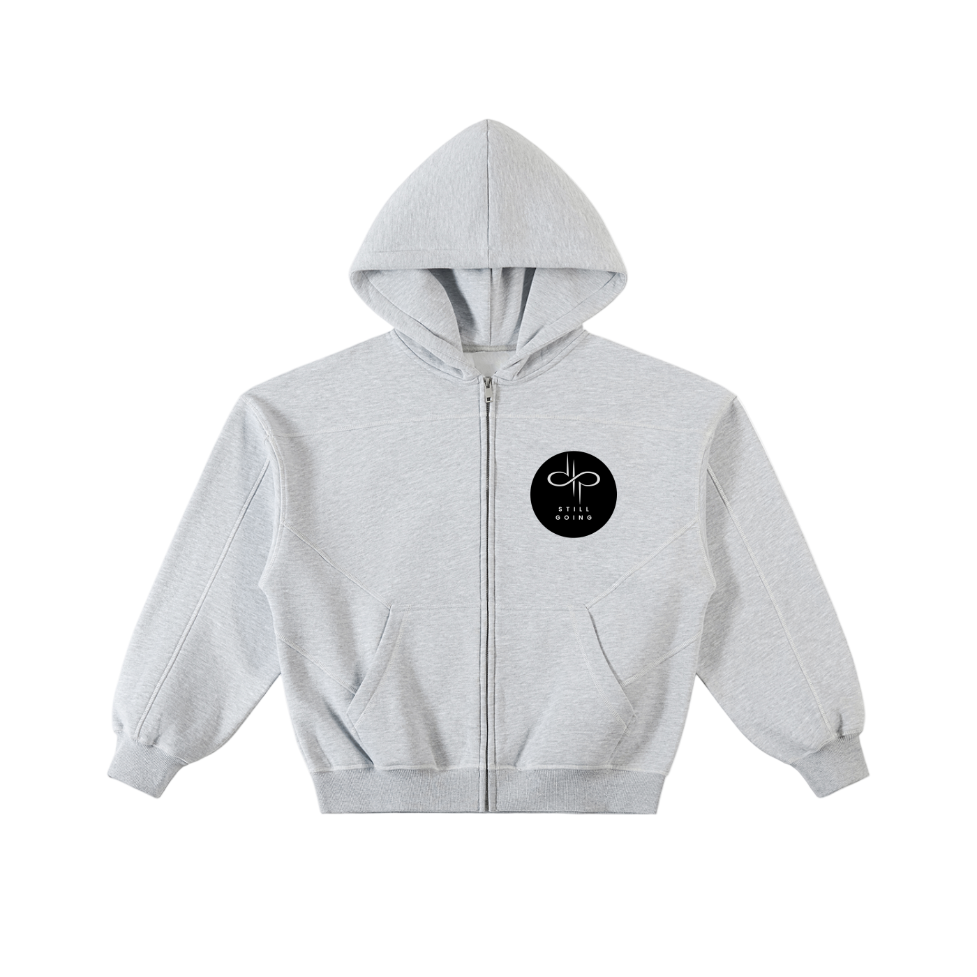 Contrast-Stitched Boxy Fleece Zip Hoodie by ODMPOD