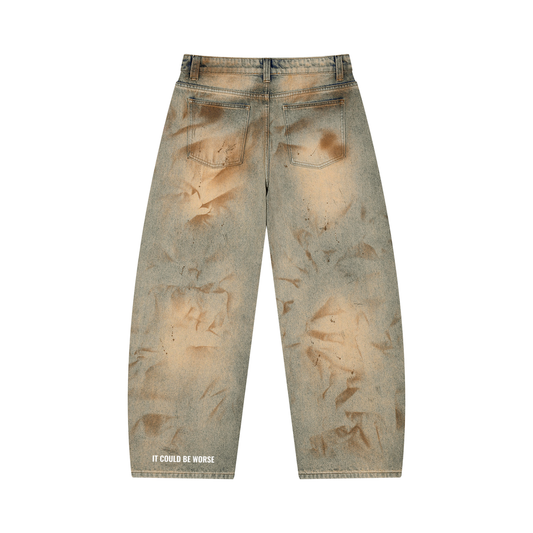 Men’s Vintage Wash Barrel Leg Jeans by ODMPOD