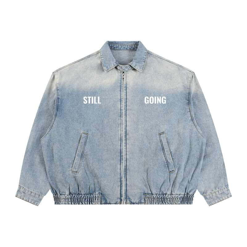 Unisex Vintage Wash Full-Zip Denim Jacket by ODMPOD