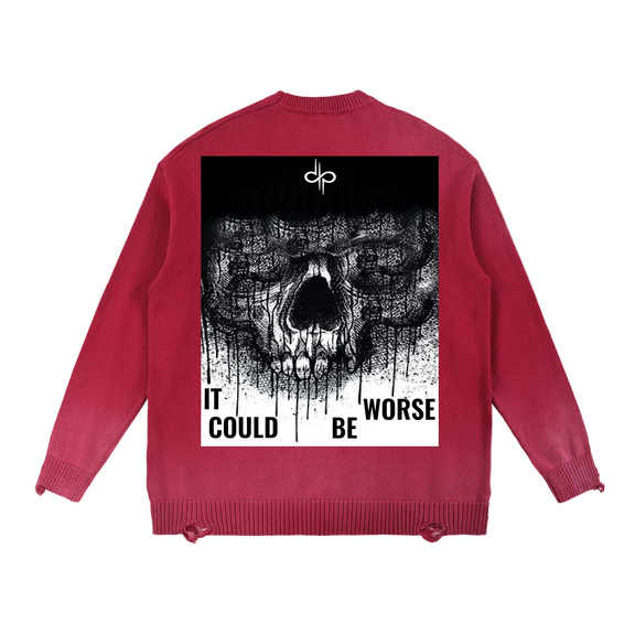 Sun Fade Distressed Ripped Crewneck sweater by ODMPOD