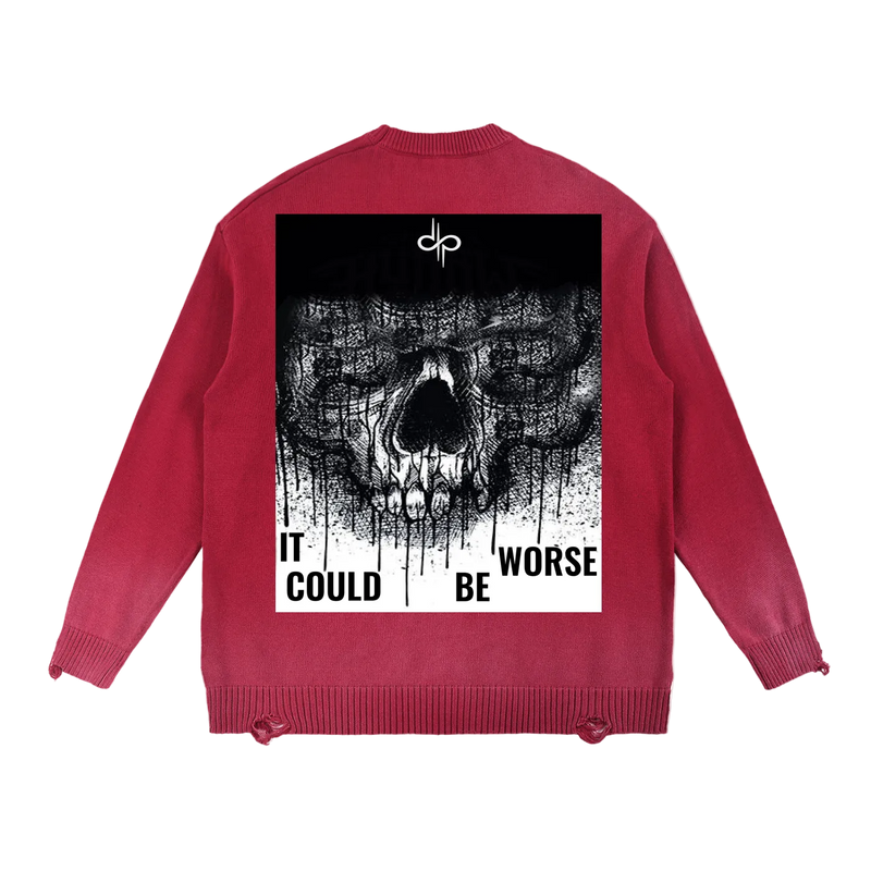 Sun Fade Distressed Ripped Crewneck sweater by ODMPOD