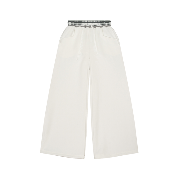 Striped Waist Wide Leg Pants by ODMPOD