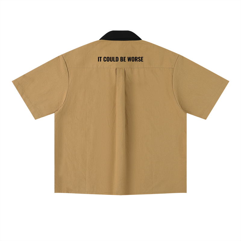 Color Block Short Sleeve Shirt by ODMPOD