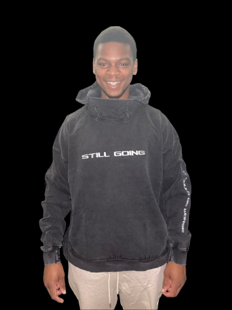 "WORDS HAVE POWER" Slit Hem Turtleneck Hoodie by PODpartner