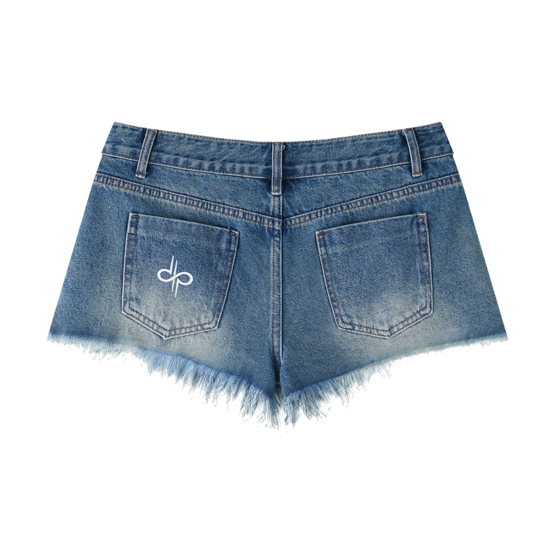 Women's Vintage Wash Raw Hem Denim Shorts by ODMPOD