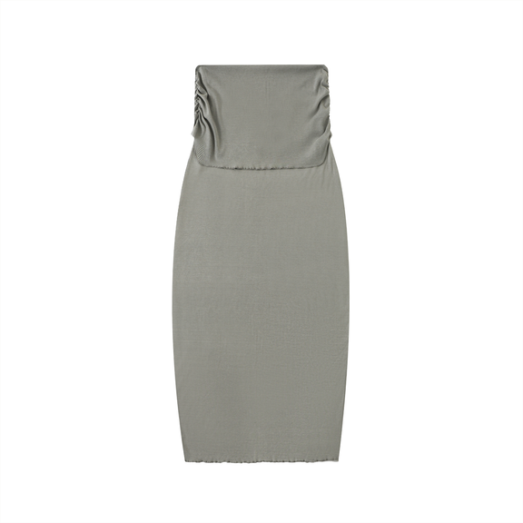 Dyed Washed Straight Hip-Hugging Slim Maxi Skirt by ODMPOD