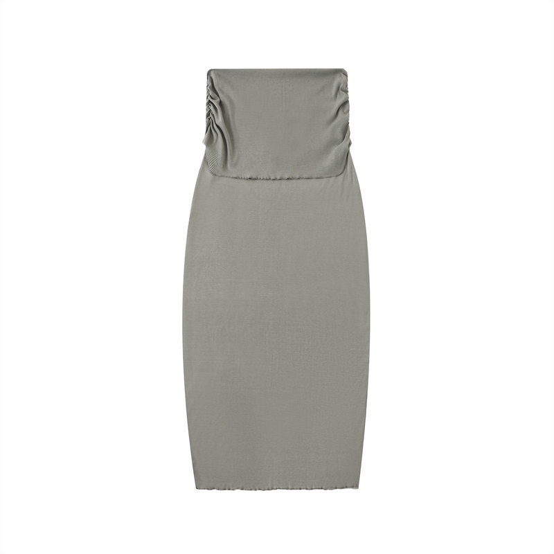 Dyed Washed Straight Hip-Hugging Slim Maxi Skirt by ODMPOD