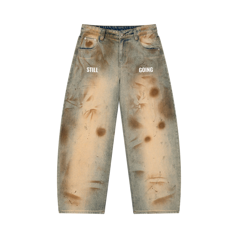 Men’s Vintage Wash Barrel Leg Jeans by ODMPOD