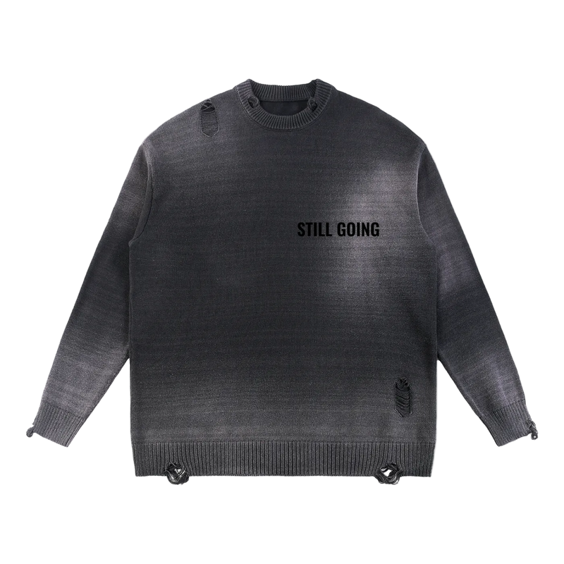 Sun Fade Distressed Ripped Crewneck sweater by ODMPOD