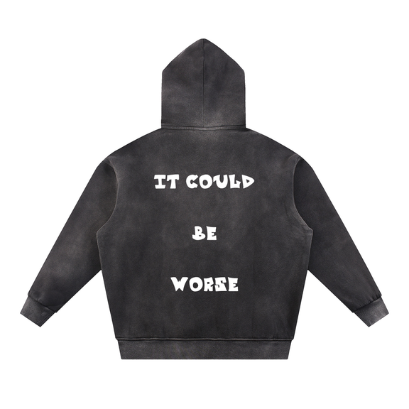 Sun Fade Contrast Tape Fleece Hoodie by ODMPOD