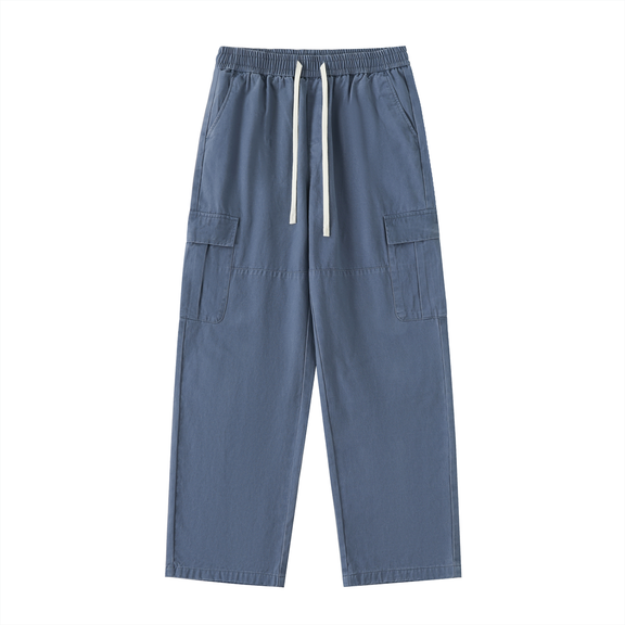 Drawstring Waist Straight-Leg Cargo Pants by ODMPOD