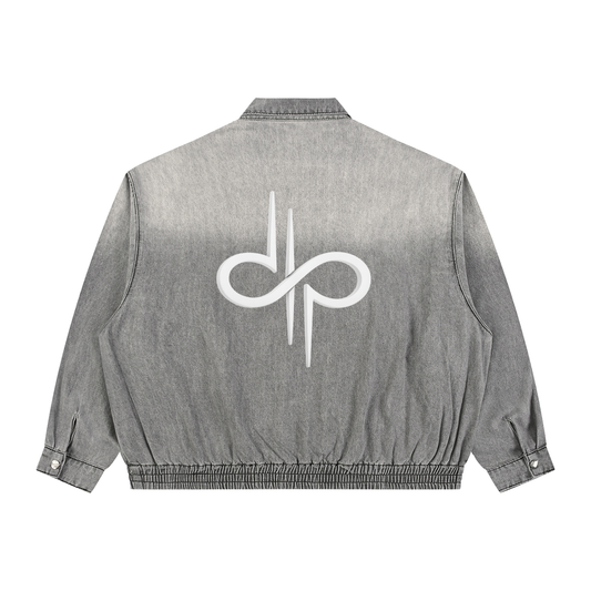 Unisex Vintage Wash Full-Zip Denim Jacket by ODMPOD