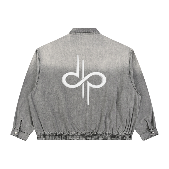 Unisex Vintage Wash Full-Zip Denim Jacket by ODMPOD