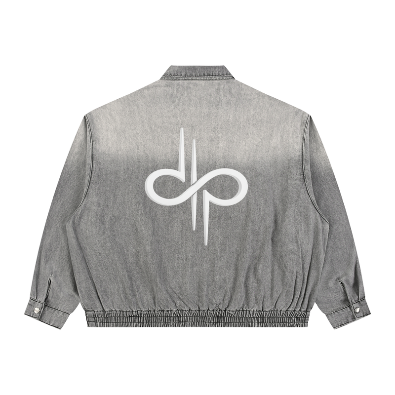 Unisex Vintage Wash Full-Zip Denim Jacket by ODMPOD