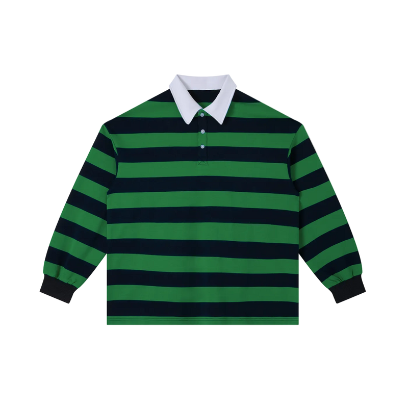 Color Block Stripe Polo Shirt by ODMPOD