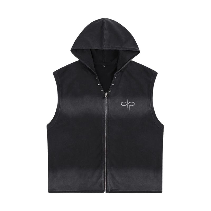 "HATE FREE" Vintage Washed Zip-Up Hooded Tank Top by ODMPOD