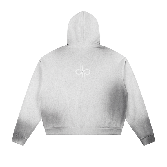 Sun Fade Frayed Raw Edge Fleece Zip Hoodie by ODMPOD
