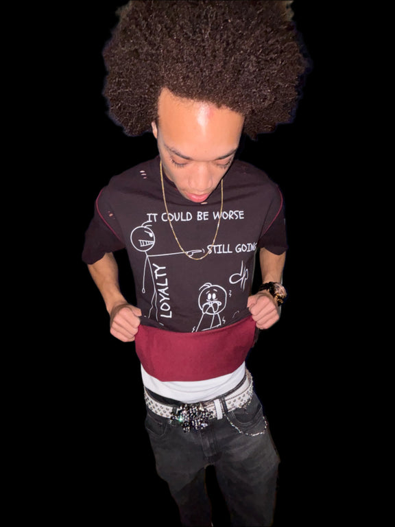 "WORDS HAVE POWER" Hand-frayed Reversible T-shirt by ODMPOD