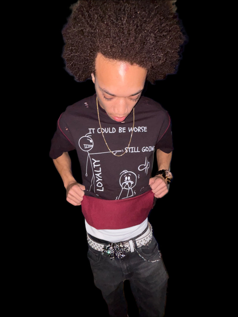 "WORDS HAVE POWER" Hand-frayed Reversible T-shirt by ODMPOD
