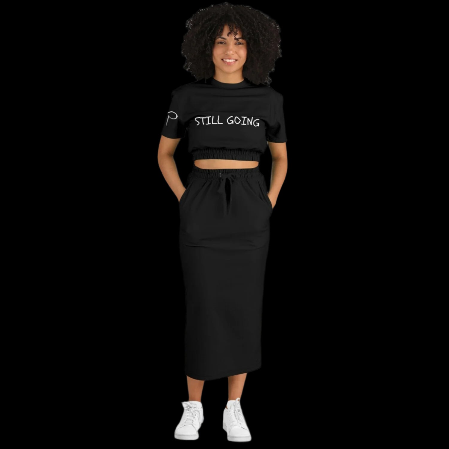 "WORDS HAVE POWER" Cropped Short Sleeve Sweatshirt and Skirt Set by Subliminator