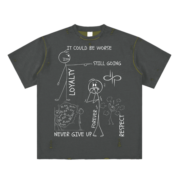 "WORDS HAVE POWER" Hand-frayed Reversible T-shirt by ODMPOD