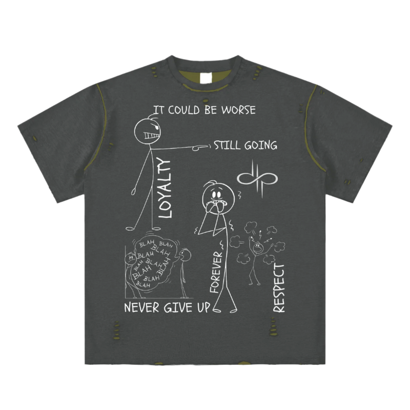 "WORDS HAVE POWER" Hand-frayed Reversible T-shirt by ODMPOD