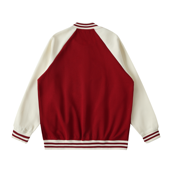 Two Tone Raglan Sleeve Varsity Jacket by ODMPOD