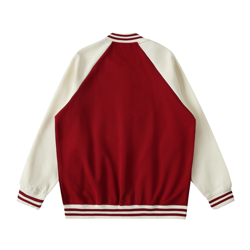 Two Tone Raglan Sleeve Varsity Jacket by ODMPOD